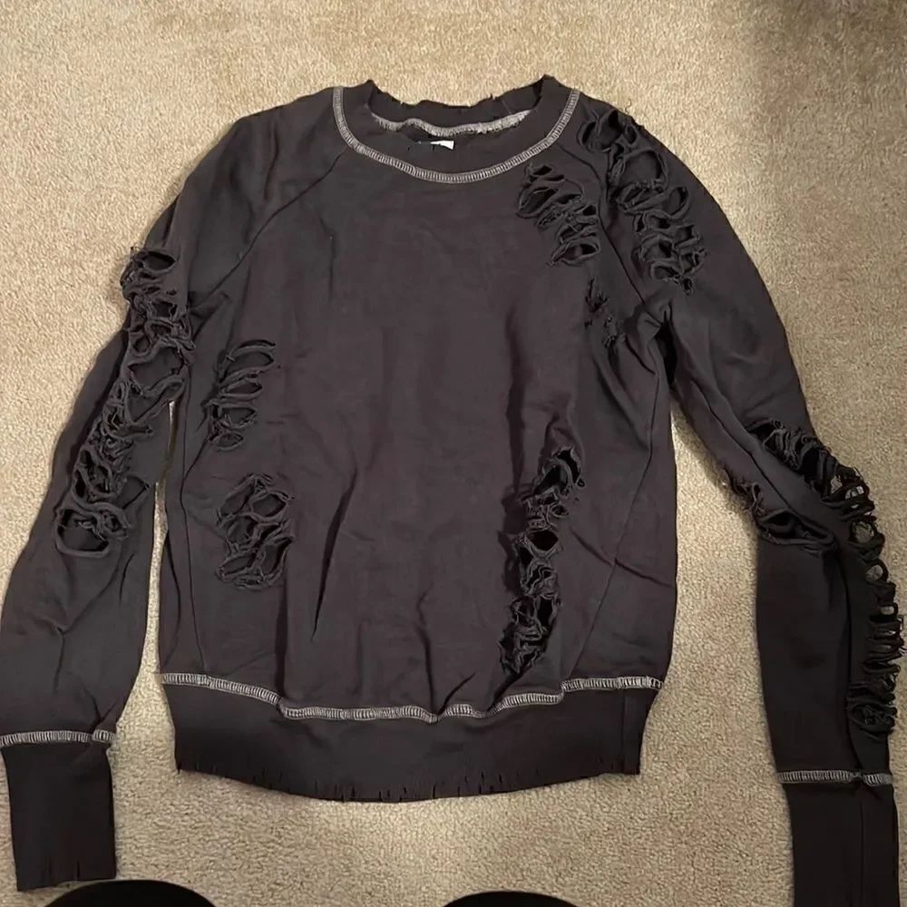 NSF XS Grey Distressed Sweatshirt